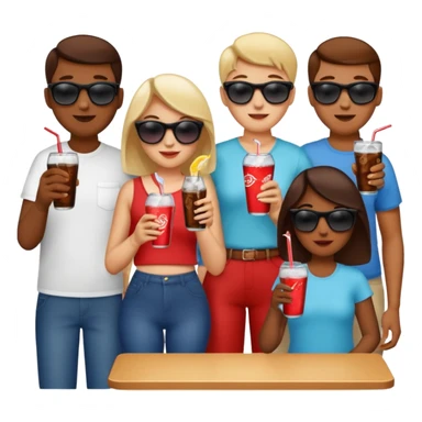 A group of thristy people having soda. sticker