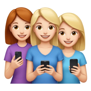 Three girls taking selfie sticker
