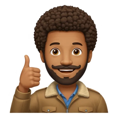 black man with beard, mustache, and short afro with his thumb up sticker