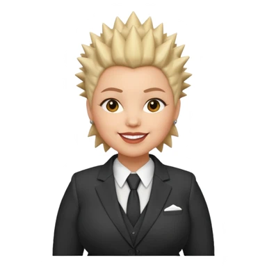 fat spiky haired happy woman with suit sticker