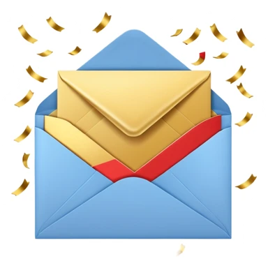 white envelope фтв gold confetti sticker