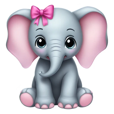 Baby elephant with pink bow sticker