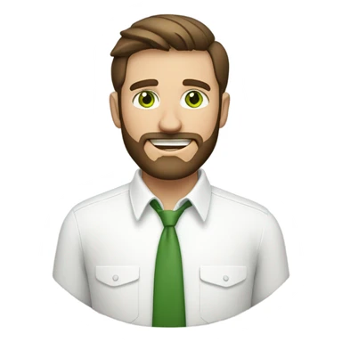 handsome optimist oval head brunette man and beard green eyes wearing white button down shirt  sticker