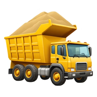 Draw a yellow dump truck with an open bed full of sand or gravel. sticker