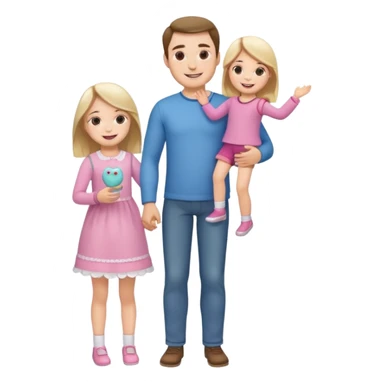 father and daughter playing doll full body sticker