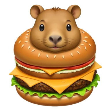 capybara sitting on a burger sticker