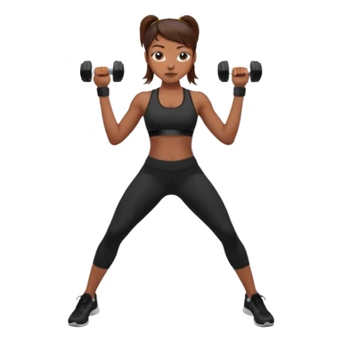 beautiful girl with brown hairs in sport wear in her hands is dumbbells sticker