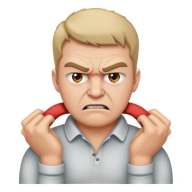 angry person holding neck with both hands  sticker