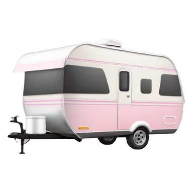 Realistic baby pink camping travel trailer isolated.  sticker