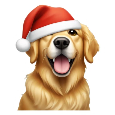 Golden retriever in Santa hat sticker