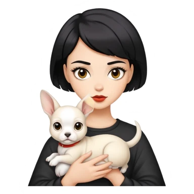 Short black hair handsome bad girl holding a white German rex sticker