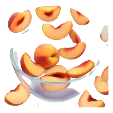 Pink peach slices in a clear glass bowl  sticker