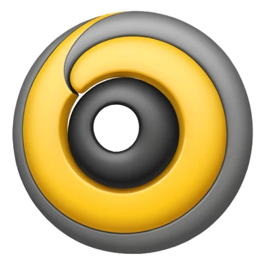 Gray sphere with black scribble and yellow spiral . sticker