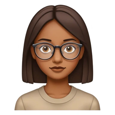 a nerdly straight hair with spectale brown tonned with sharp eyes and defined jawline girl sticker