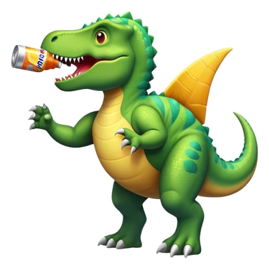 Dinosaur chugging energy drink sticker