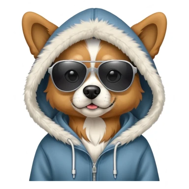 Dog wearing a hoodie and sunglasses  sticker