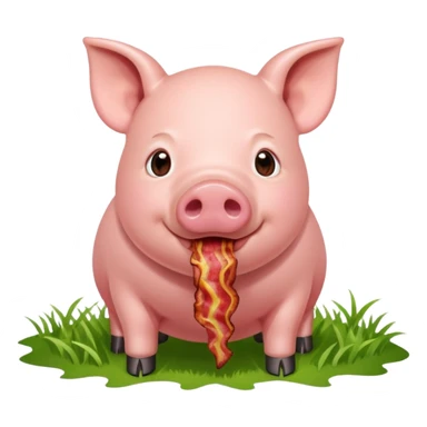 Pig eating bacon on a farm sticker