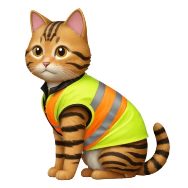 tabby cat in hi-vis clothing facing right sticker