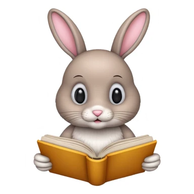 bunny reading book sticker