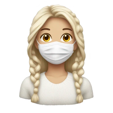 Girl wearing a face mask and white knit jersey  sticker