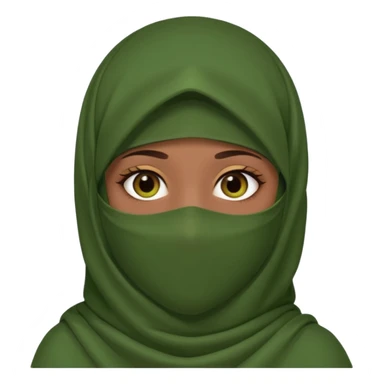 Niqab musli girl chocolate color make the niqab green cover whole face except her eay sticker