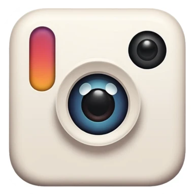 Create a [Instagram] in a minimalist, playful hand-drawn doodle style, using thick, uneven black outlines and keeping the object white with two small black dot eyes. Center the anthropomorphic object within a solid-colored circular background, maintaining the simple, cartoonish feel. sticker