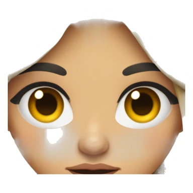 girl with long eyelashes, long black hair with curtain bangs, and light brown eyes, rolling their eyes with a disgusted look on their face sticker