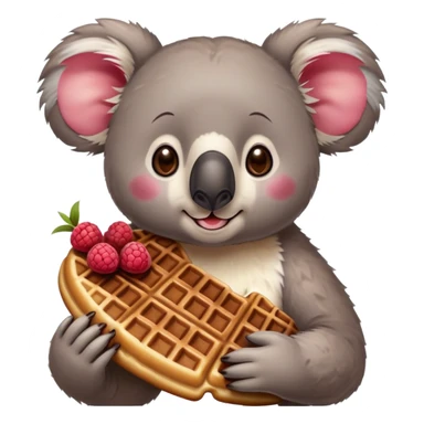 Koala eating waffle with chocolate and raspberries sticker