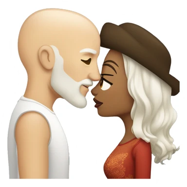 White bald man with dark beard kissing short Mexican woman with long dark wavy hair sticker