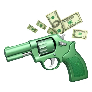 money gun shooting dollar bills sticker