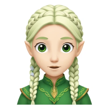 braid hair white elf, green cloth sticker