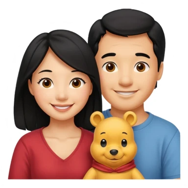 Husband and wife Winnie the Pooh and Asian girlfriend sticker