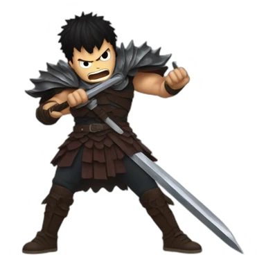 angry berserk guts with large sword sticker