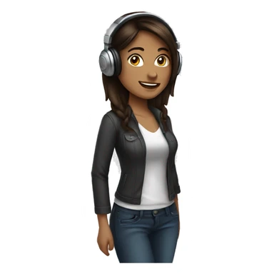 woman with headphones brunette happy sticker
