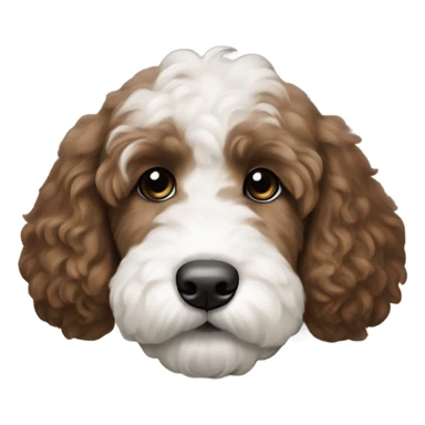 dark brown goldendoodle puppy whit nose and top of head sticker