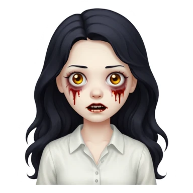 garota zumbi com cabelo preto ondulado longo blusa BRANCA sticker