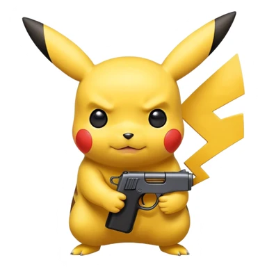 Pikachu holding a black toy gun sticker