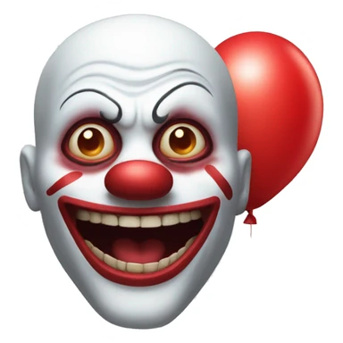 Clown with red balloon and big scary smile sticker
