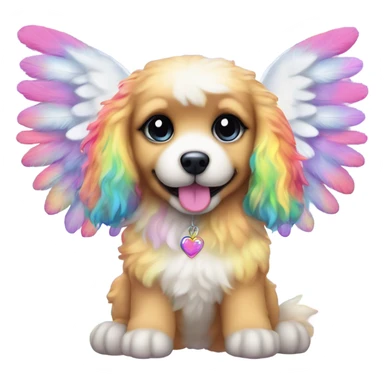 Lisa frank rainbow fluffy puppy with angel wings sticker