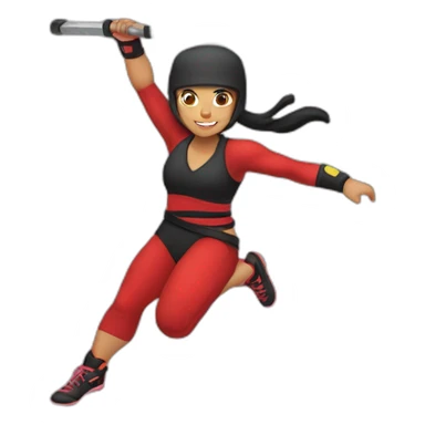 female Ninja Warrior athlete of Hispanic descent, captured mid-air sticker