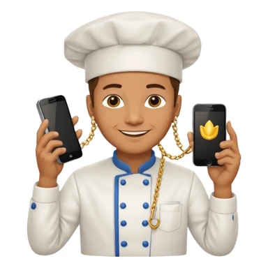 chef with gold chain holding phone sticker