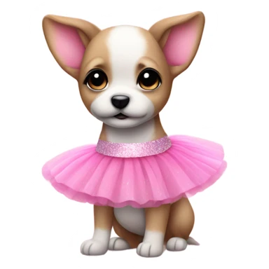 Pink ombre puppy with a tutu and glitter  sticker