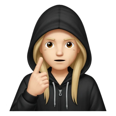 Moreno greñudo con capucha cuba la cara para el dedo del medio sticker