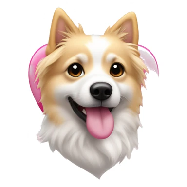 White and blonde spots spitz in a pink heart sticker