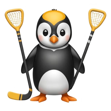 penguin playing hockey sticker