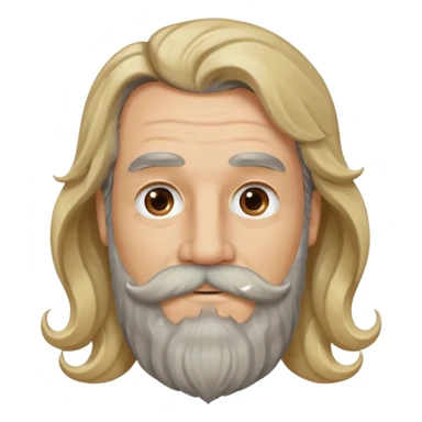 MID AGE MAN WITH LONG BLOND, GREY & bROWN WAVY HAIR; AND BROWN & GREY MOUSTACH AND BEARD sticker