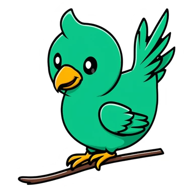 Minimalist Maya-style quetzal bird as message delivery symbol, white and deep green only, flat design with clean lines sticker