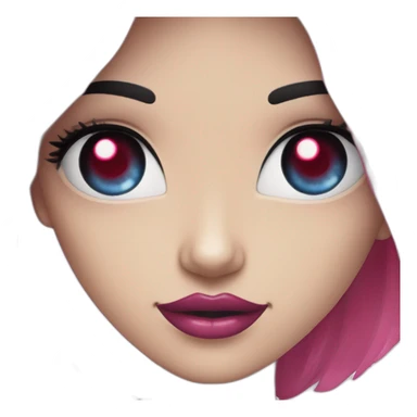 Robot speak with young woman with this style : gothic Pin-Up pink eyes red mouth blue and long hair sticker