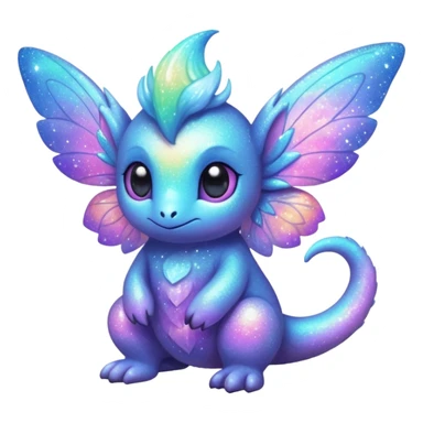 Pastel cute nebula fuzzy realistic glittery Randomly-faerie-drake-colored sparkly exotic Fakémon-creature sticker