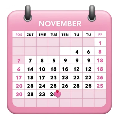 pink calendar of days in november 2025 in poppins text form sticker